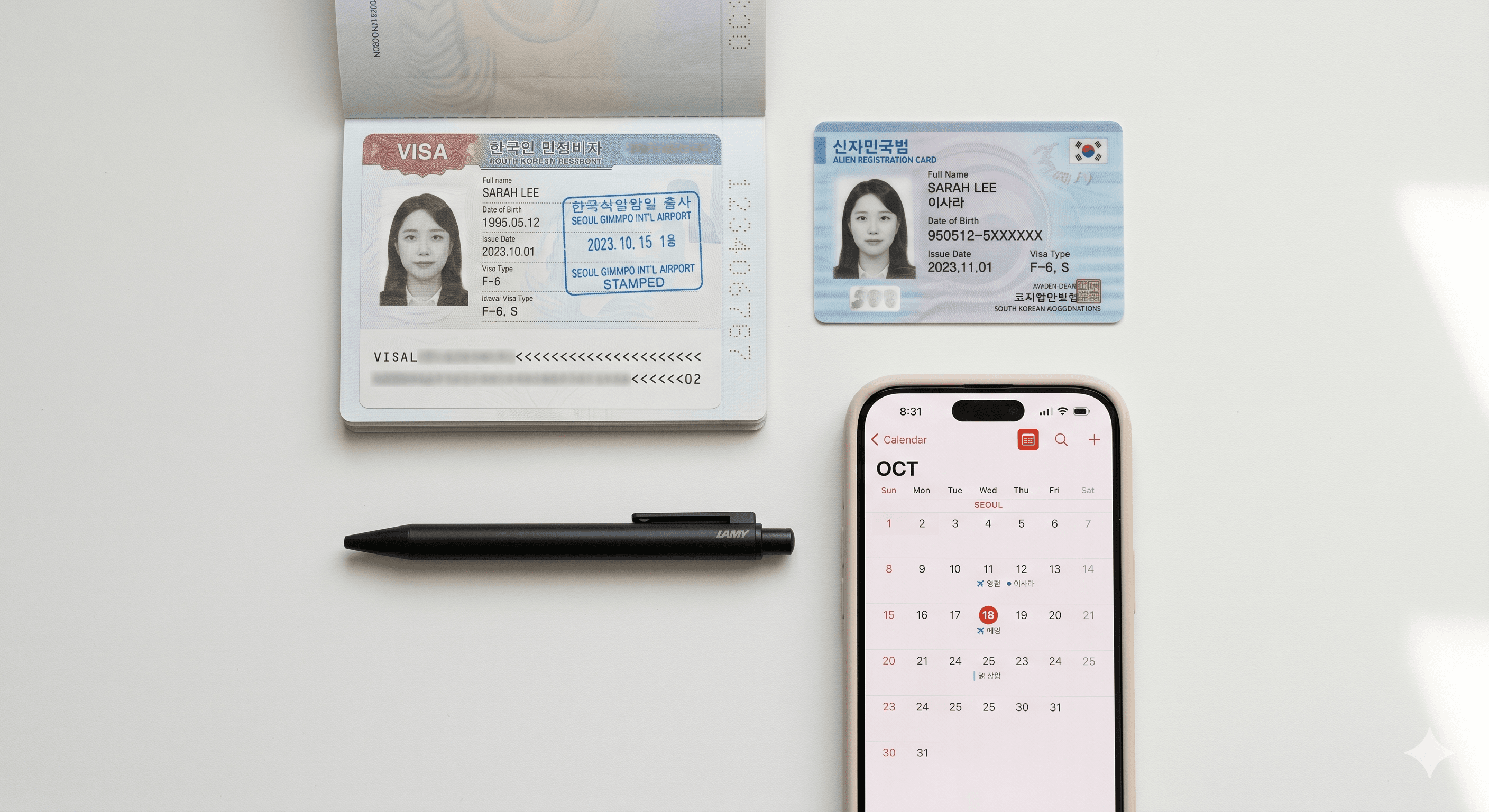 Korean visa and ARC documents